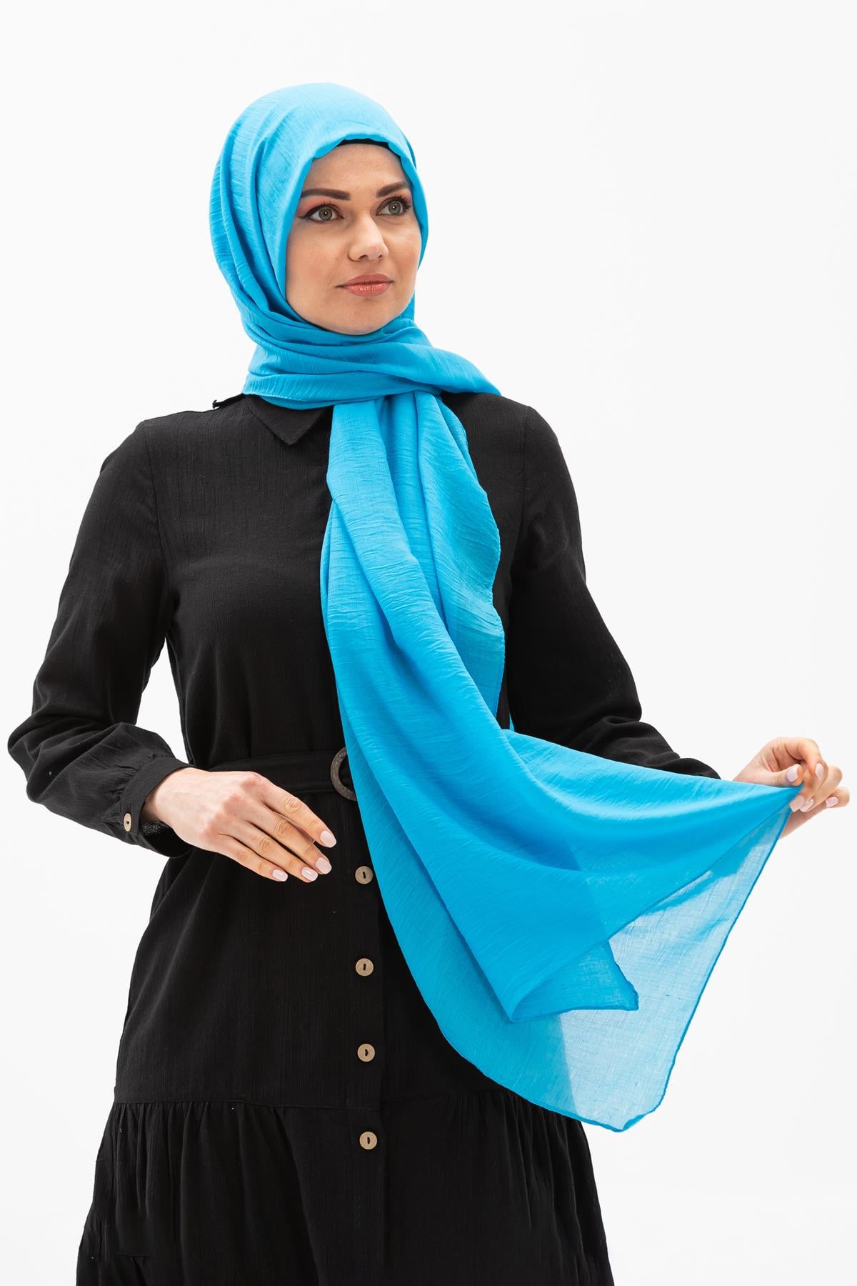 Plain Voile Fabric Shawl Turquoise