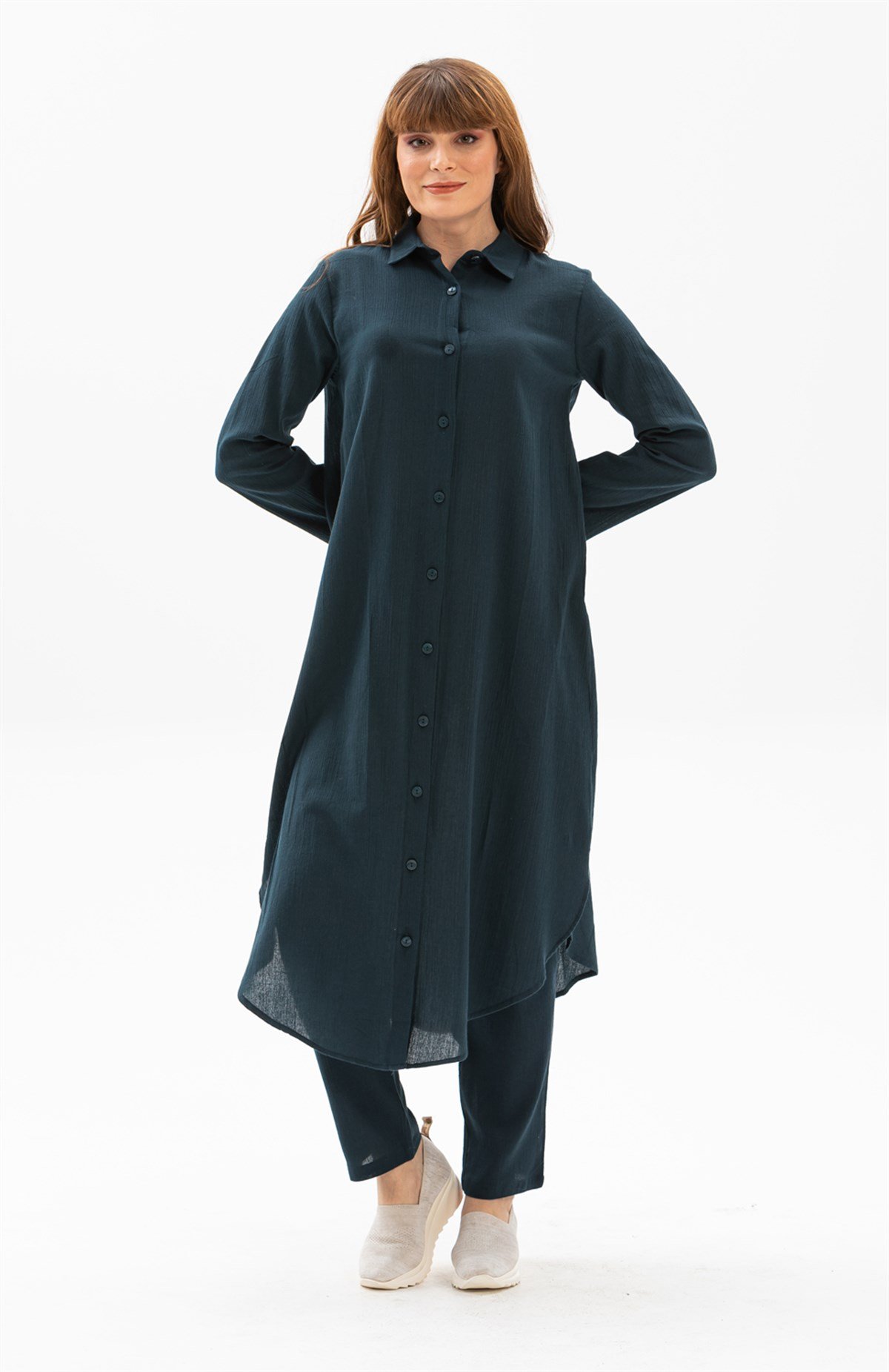 Edanur Şile Bezi Tunik Petrol