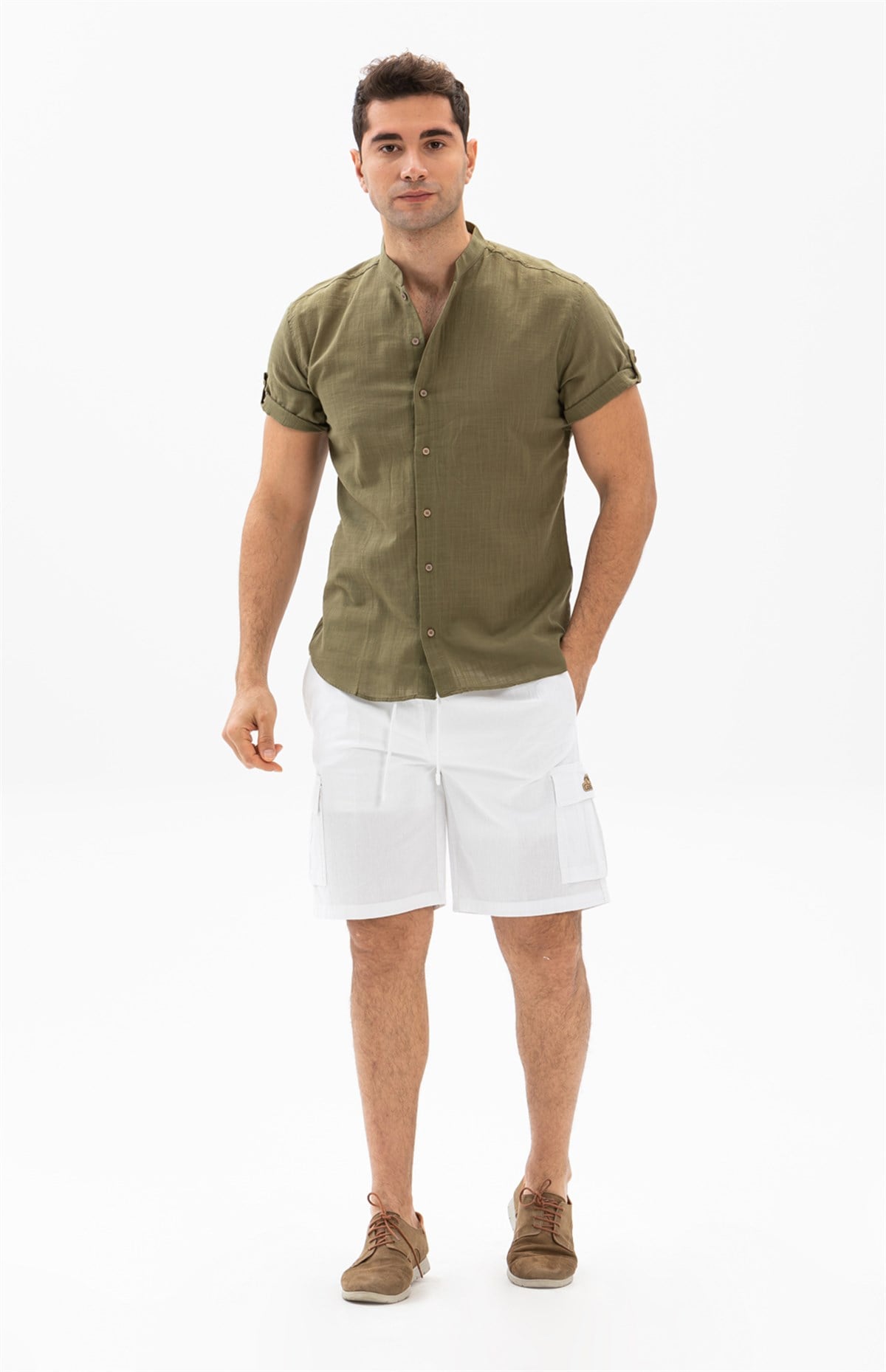 Gabardine Elastic Shorts White