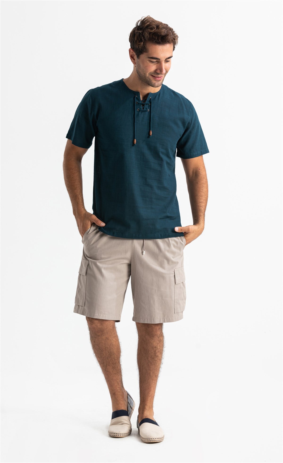 Gabardine Elastic Men Short Stone Colour