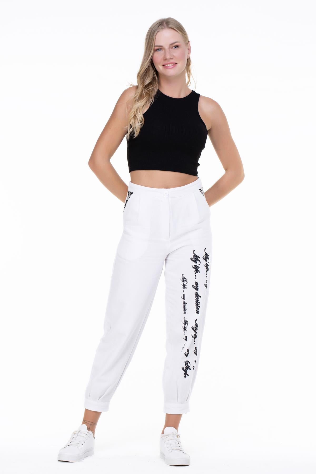İlkay Flannel Printed Trousers White