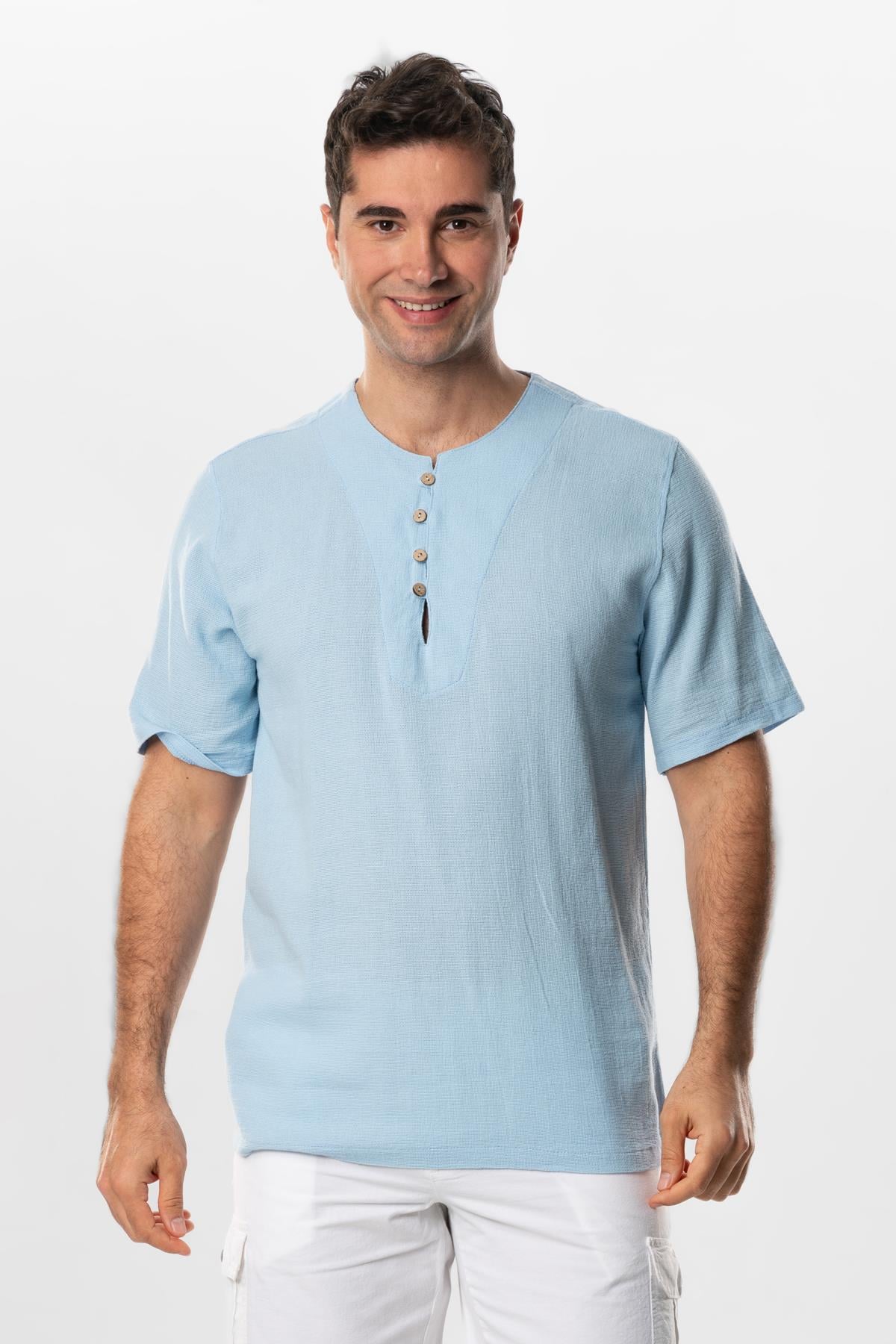 Short Sleeve Violet Halikarnas Men's Summer Tshirt Ice Blue