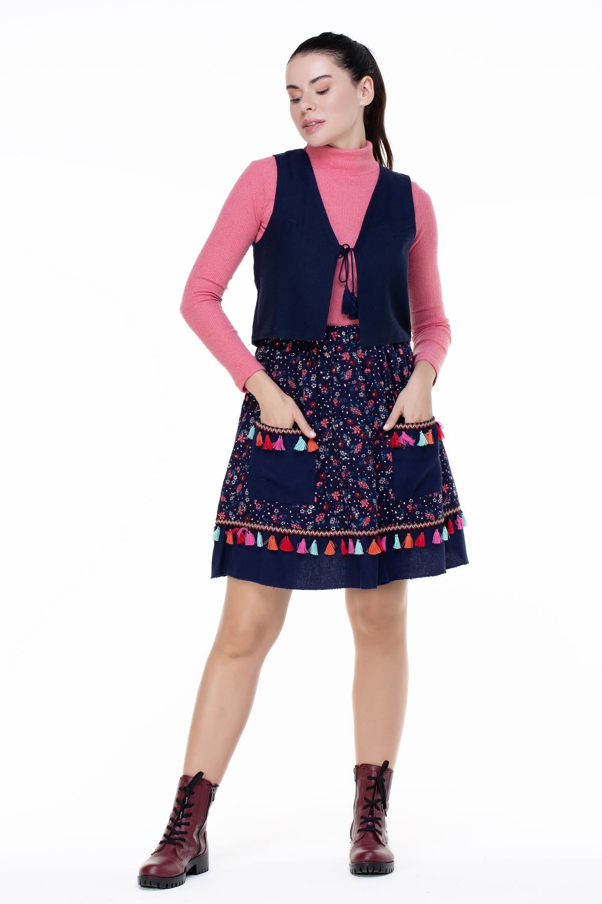 Necla Flannel Vest Navy Blue