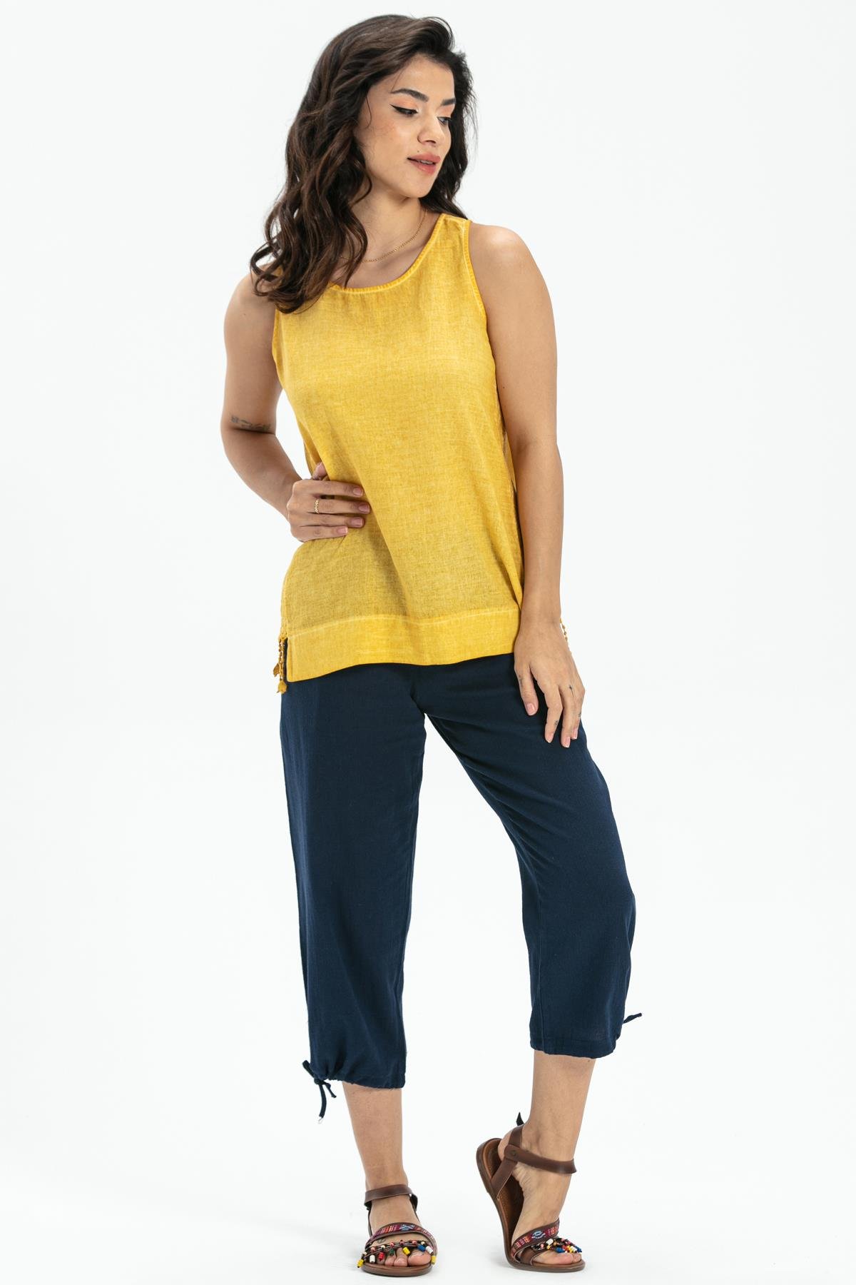 Sleeveless Poplin Zeyno Blouse Yellow