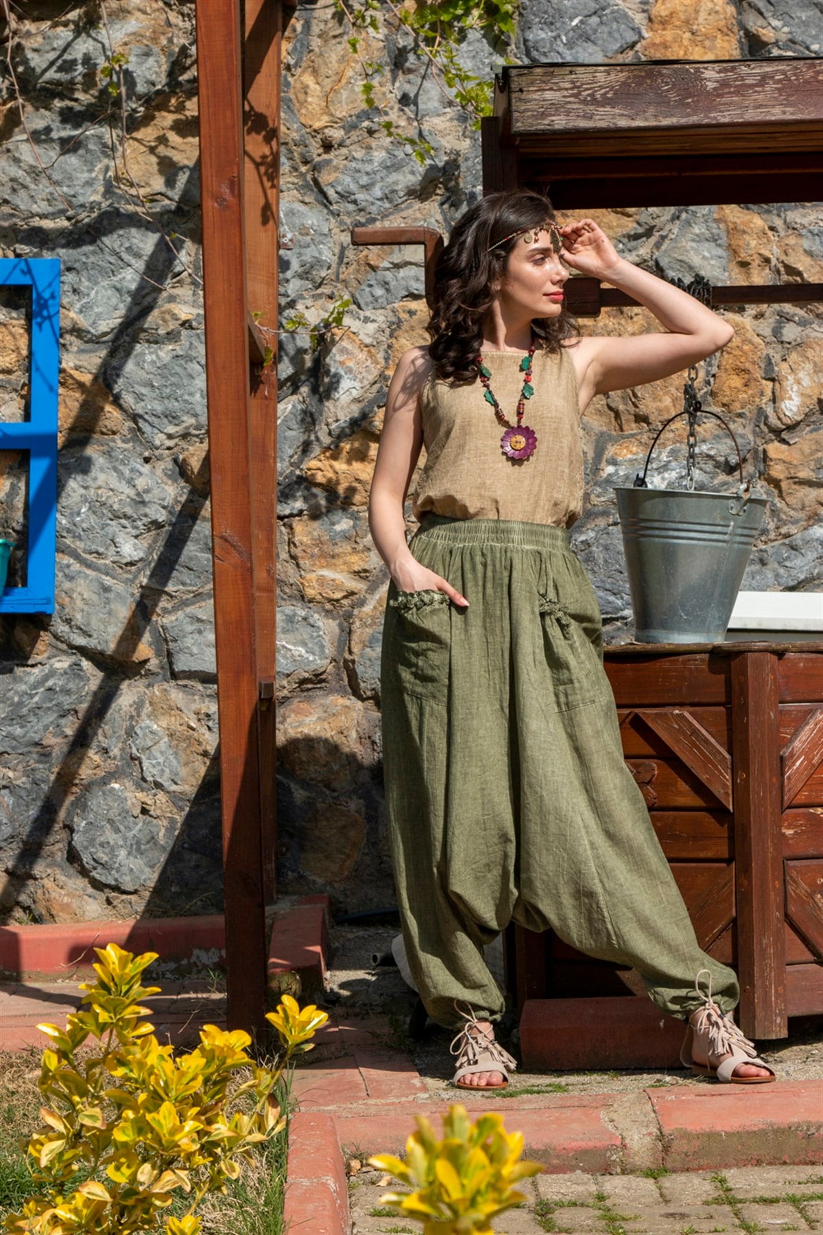 Sleeveless Poplin Zeyno Blouse Soil