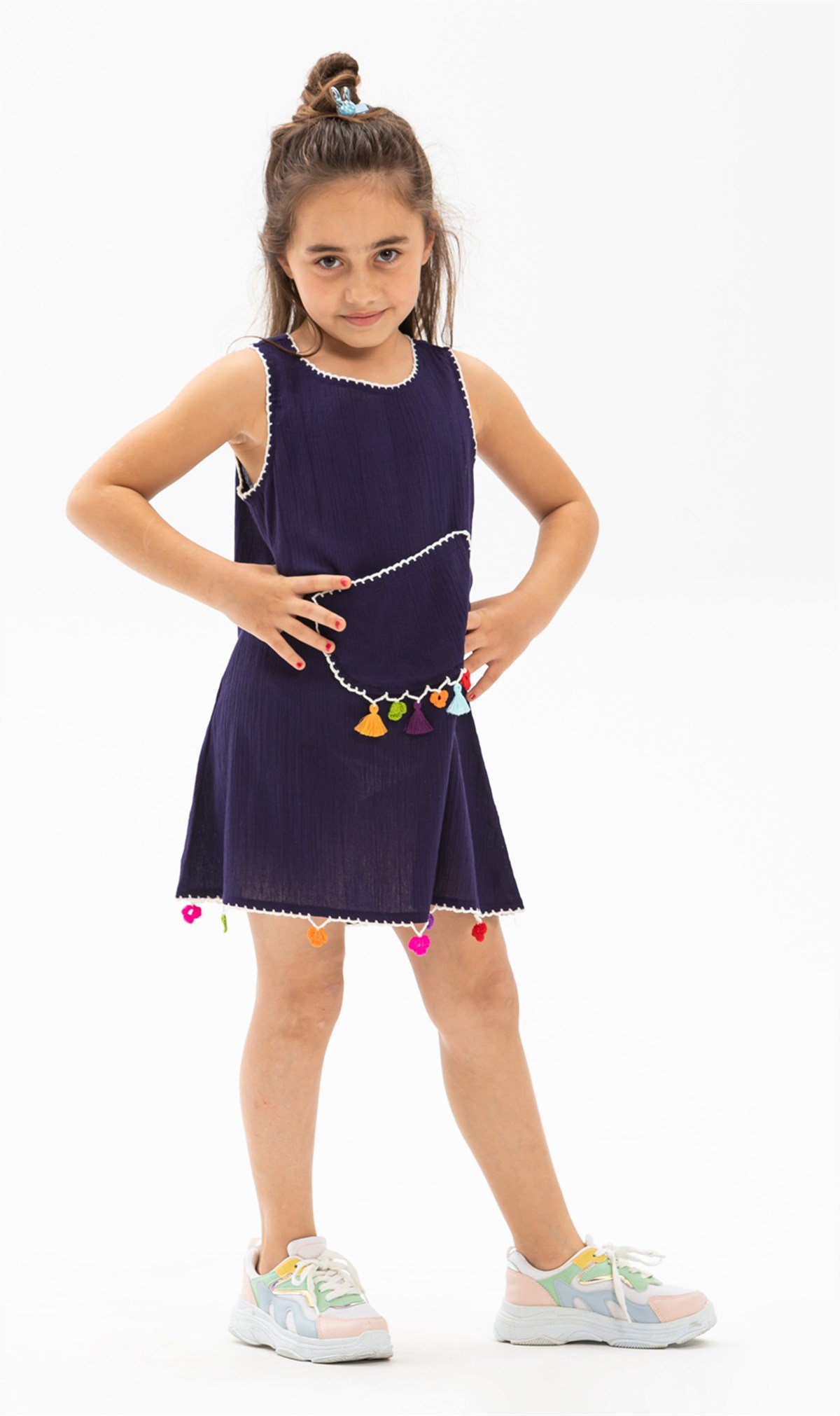 Mine Şile Bezi Kız Çocuk Elbise Mor