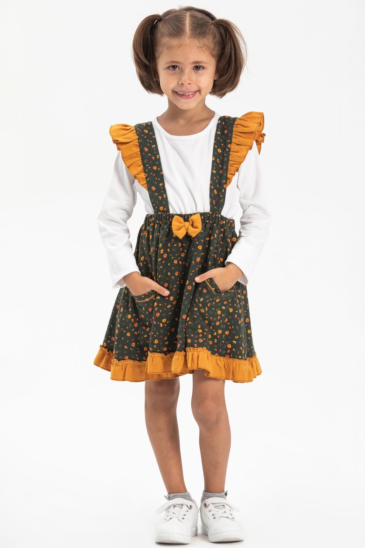 Miray Flannel Child Loaflet Skirt Crispy Pattern Green