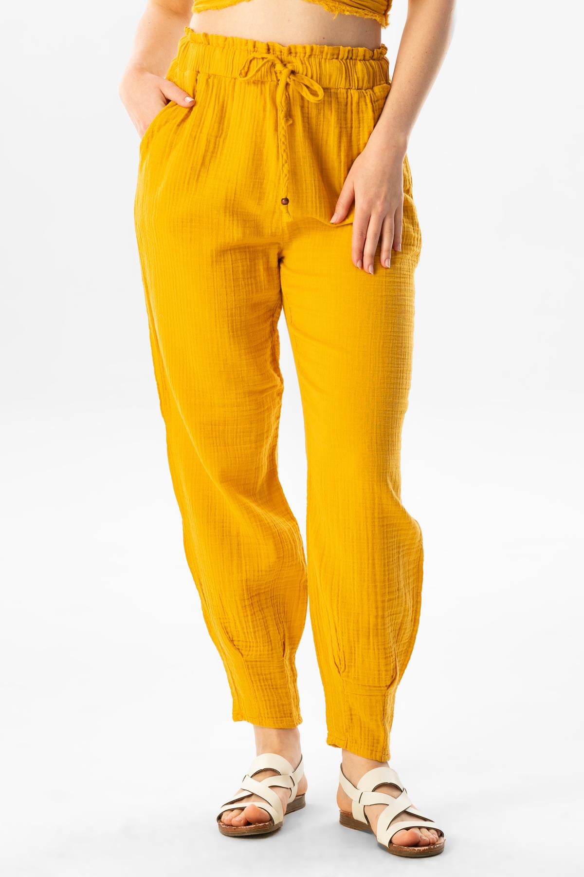 Muslin Carrot Summer Pants Mustard 