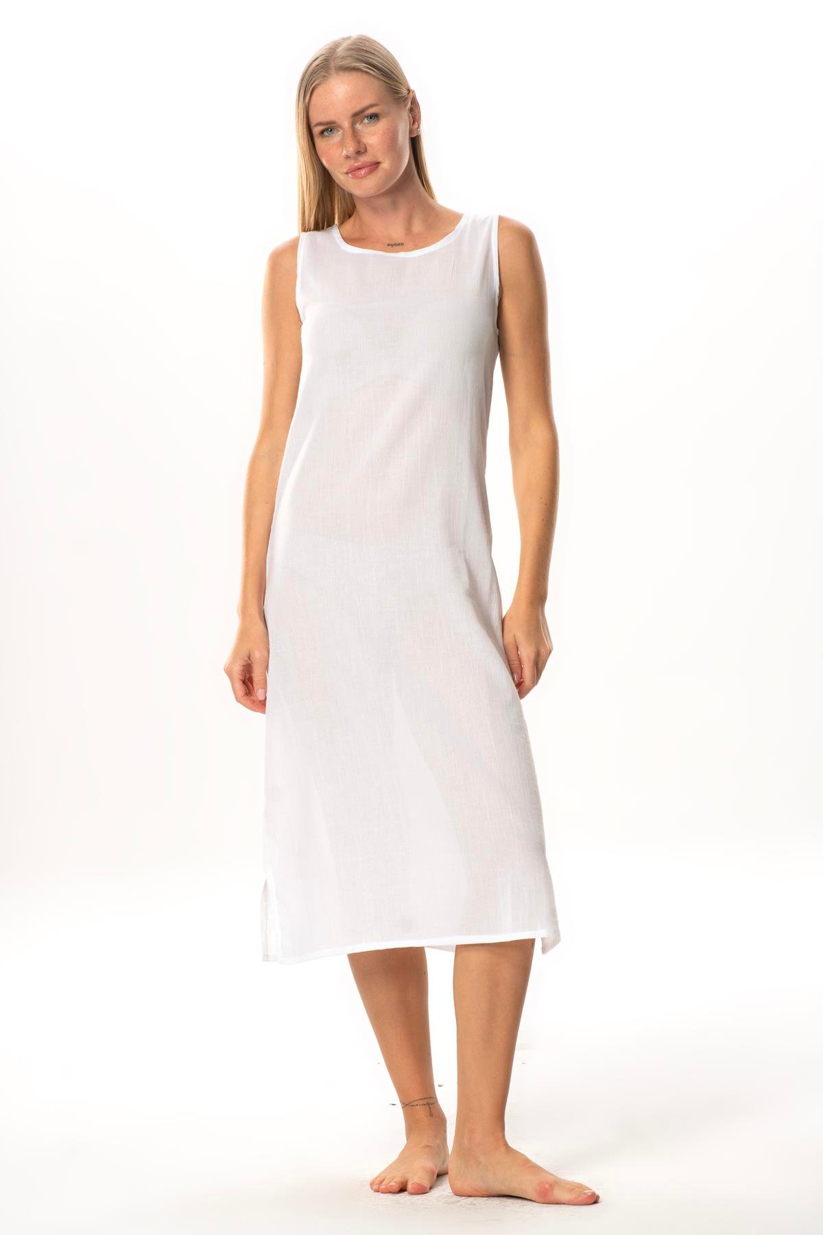 Long Sile Fabric Dress Lining White