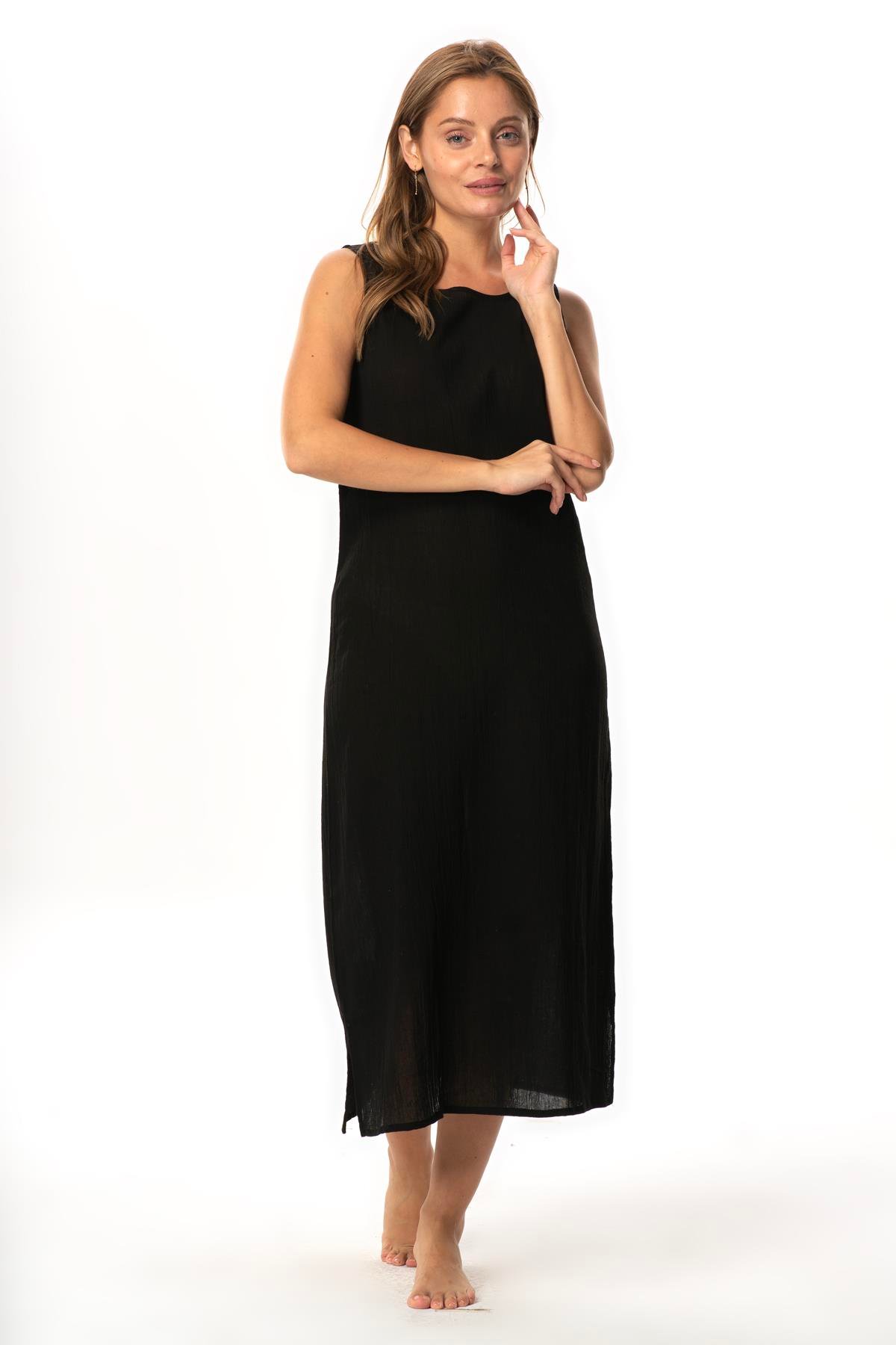 Long Sile Fabric Dress Lining Black