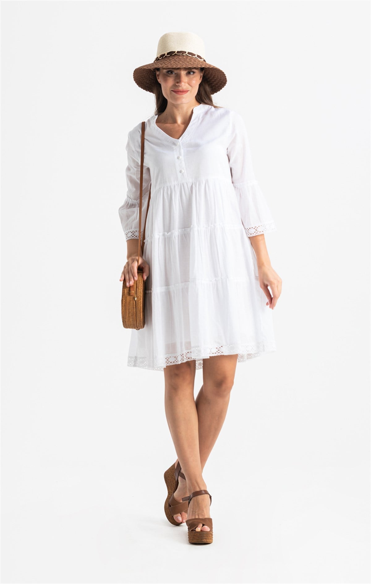 Şeyma Voile Short Dress White