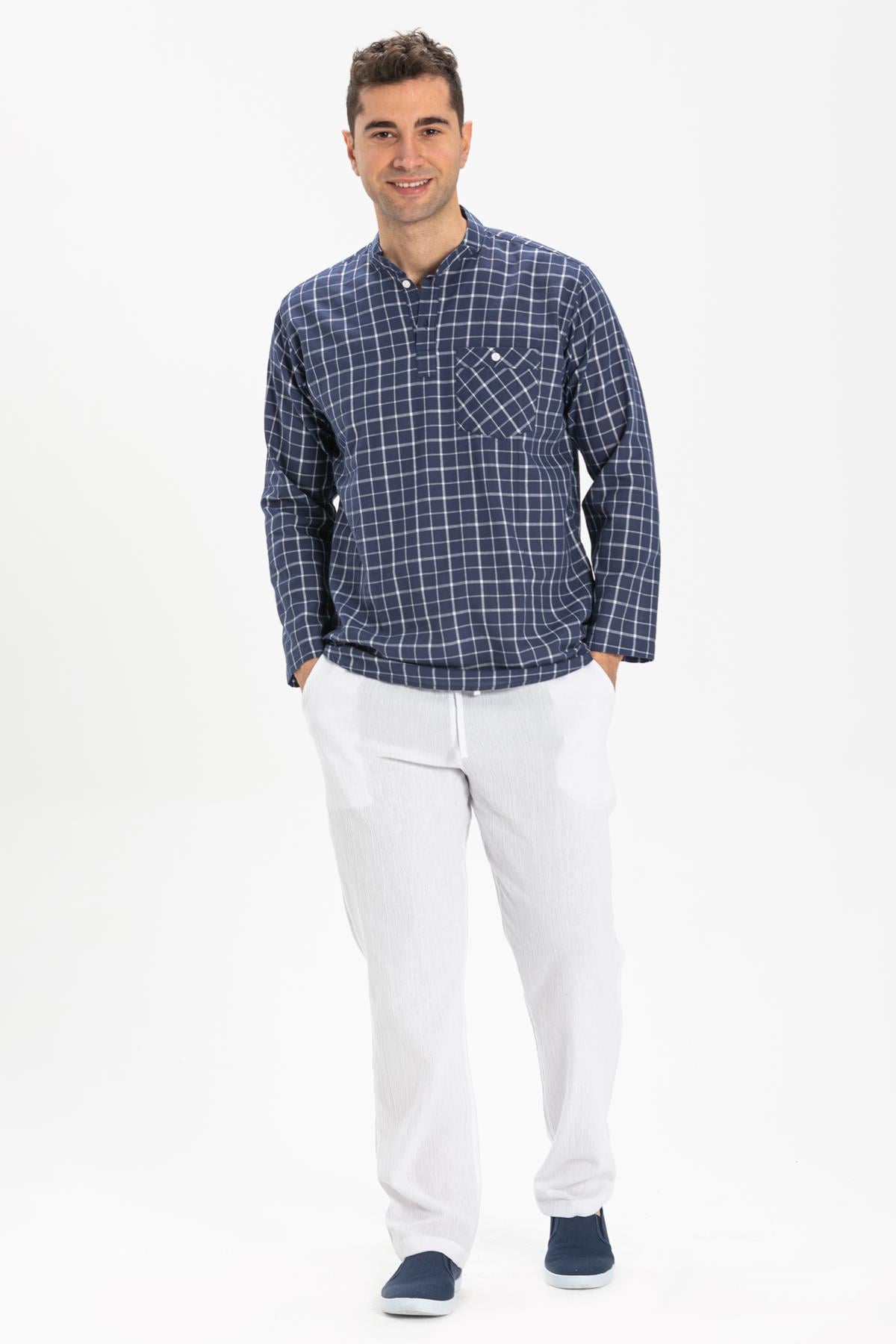 Sile Fabric Pocket Men Pants White