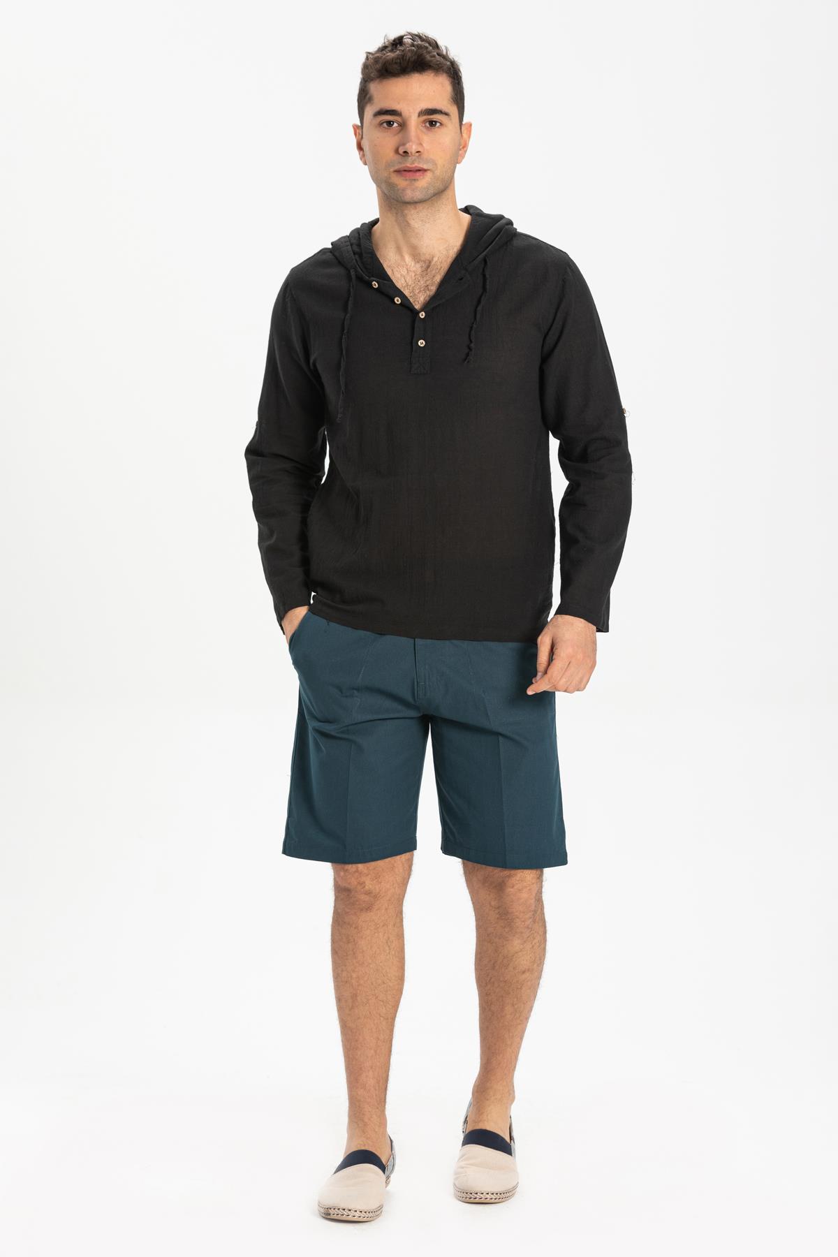 Hoodie Sile Fabric Men Sweatshirt Black