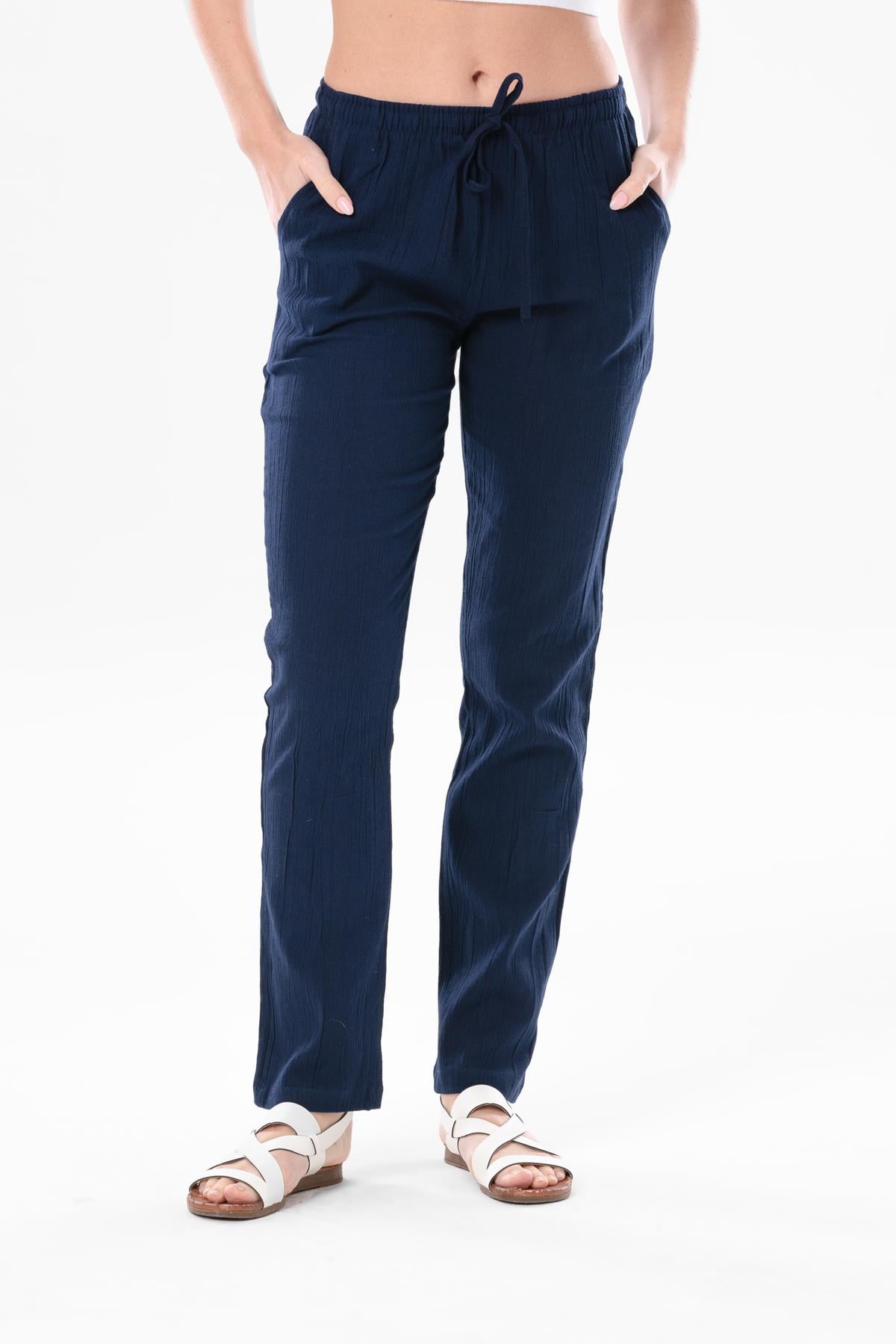 Şile Bezi Çift Cepli Unisex Yazlık Pantolon Lacivert Lcvt
