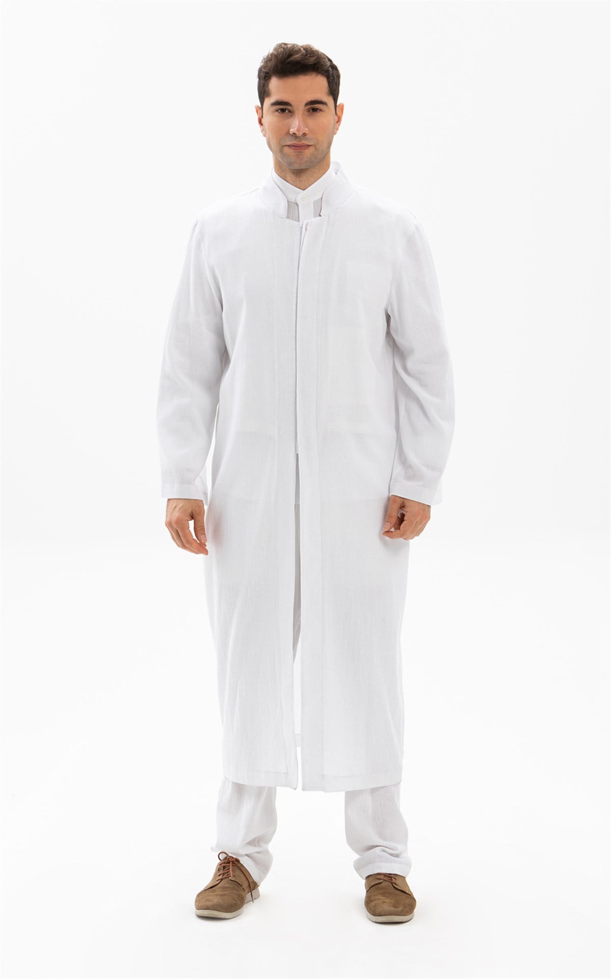 Şile Bezi Erkek Namaz Cübbesi Beyaz