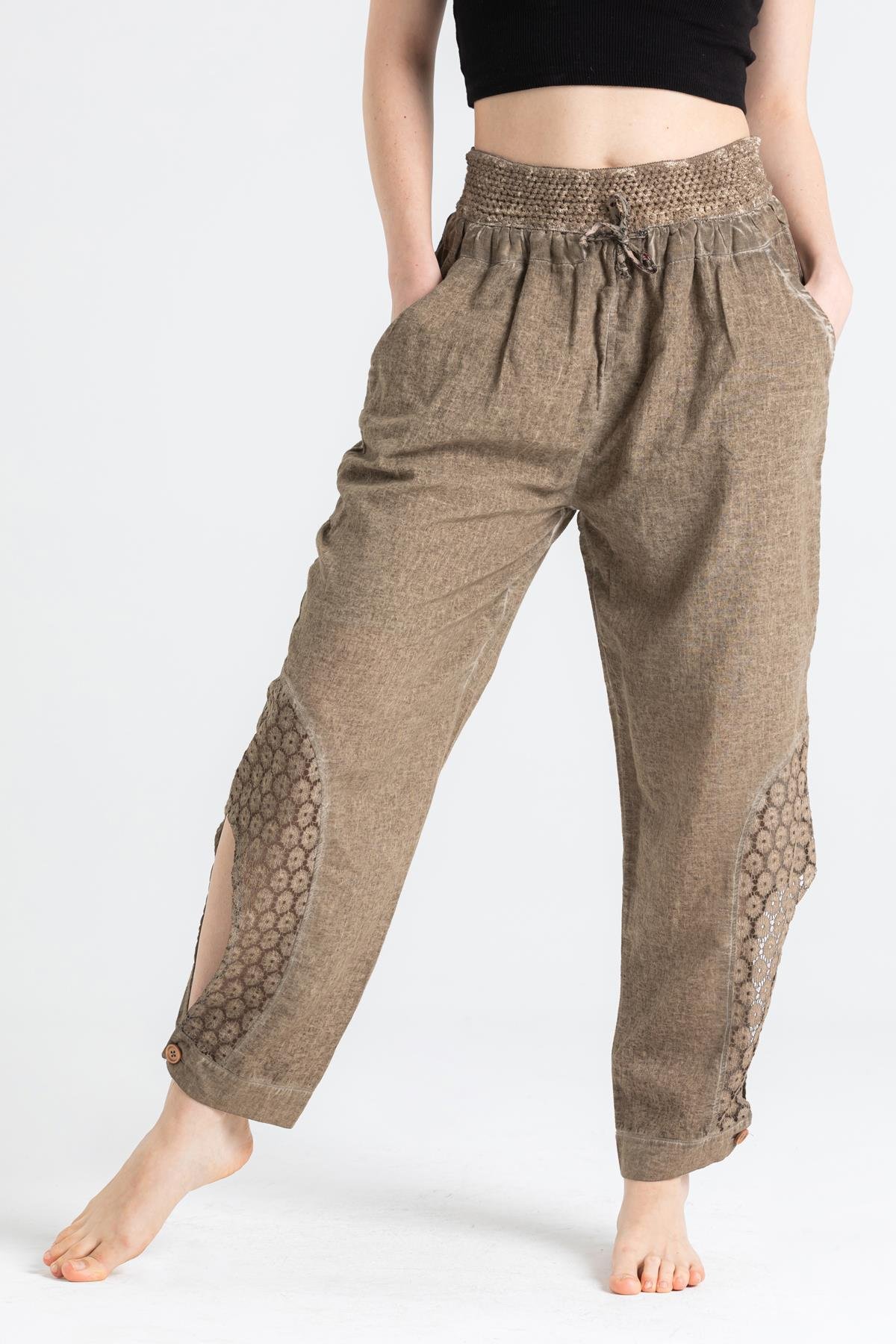 Şile Bezi Esma Bağlamalı Şalvar Toprak Tprk