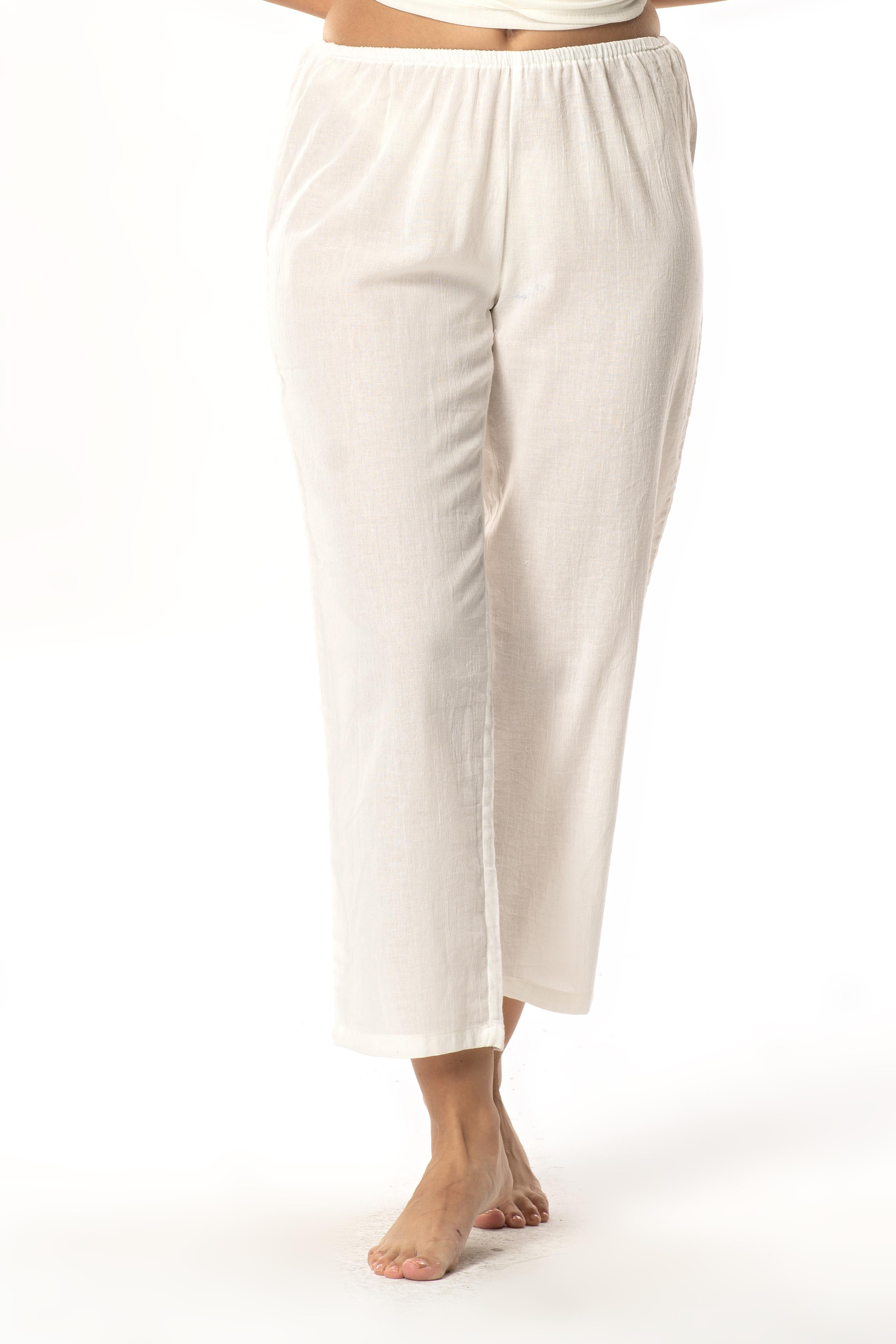 Şile Bezi Pamuk Rahat Kesim Beli Lastikli Jüpon Pantolon Astarı Krem Krm