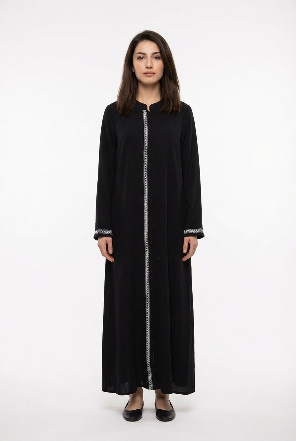 Long-Sleeved Mihrimah Sile Fabric Summer Abaya Black