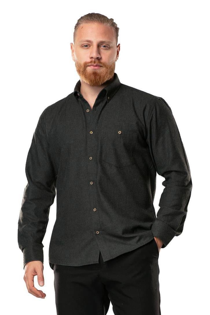 Long Sleeve Lumberjack Men's Flannel Fall and Winter Shirt Herringbone Smoked 4043