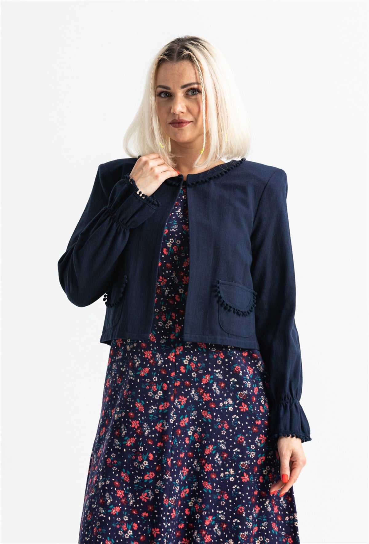 Selen Flannel Vest Navy Blue