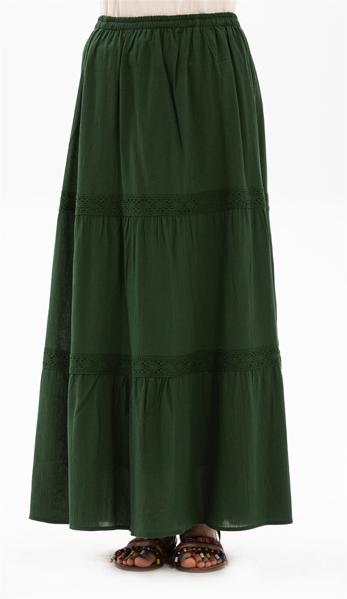 Long Ruched Skirt Green