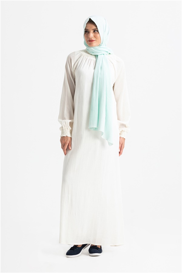 Cotton Sile Fabric Women's Prayer Dress Cream