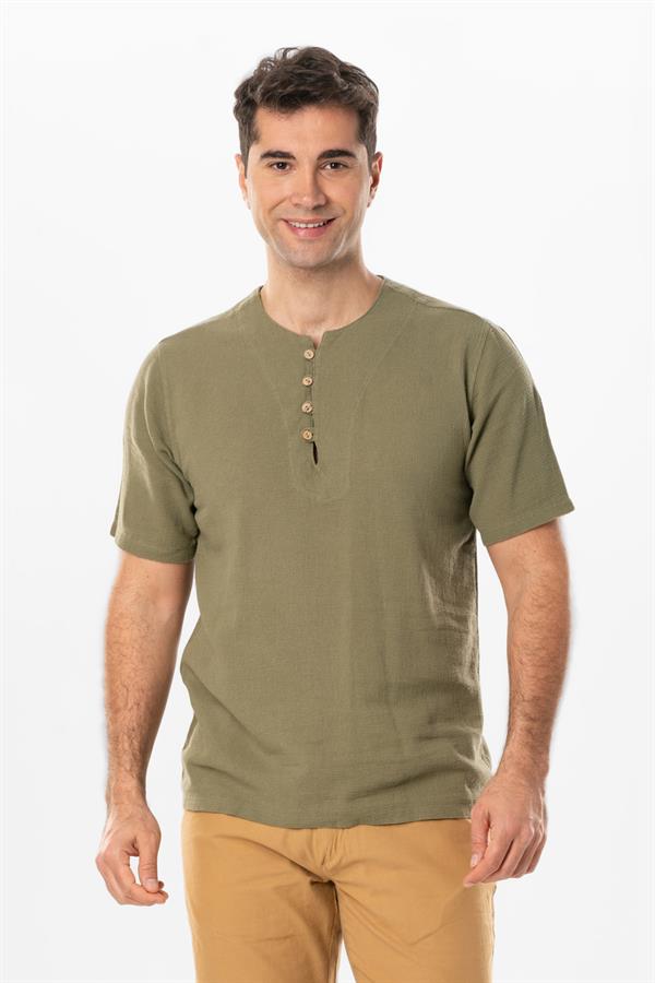 Short Sleeve Violet Halikarnas Men's Summer Tshirt Khaki