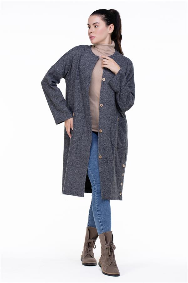 Kore İnterlog Long Vest Kar Pattern Gray