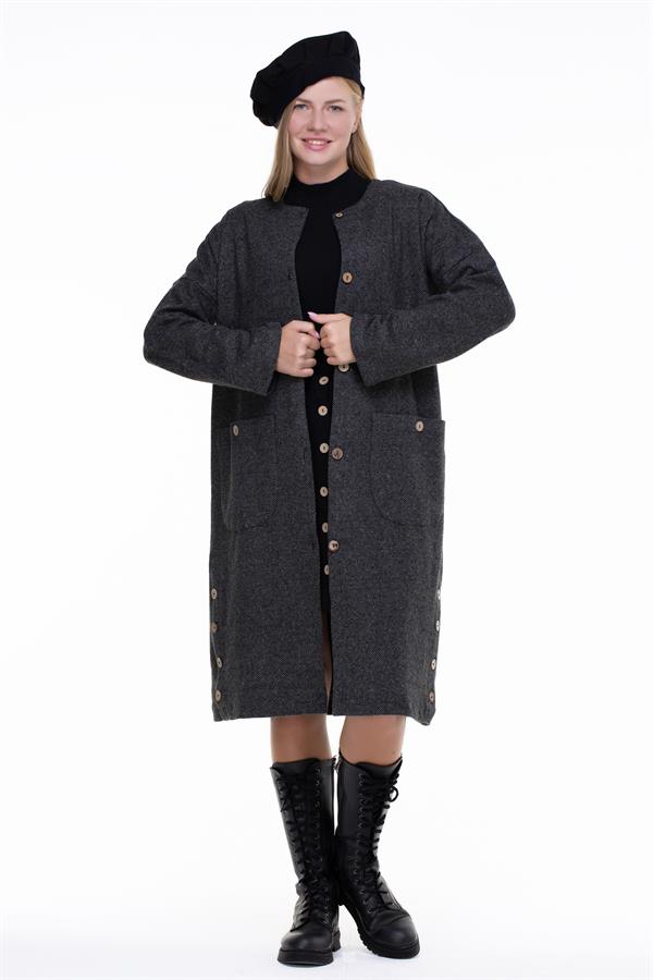 Kore İnterlog Long Vest Kar Pattern Khaki