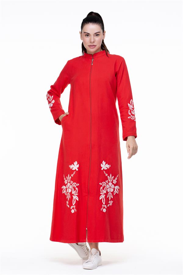 Nisa Flannel Abaya Red