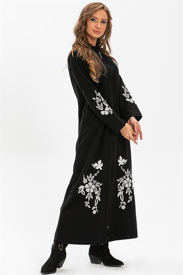 Nisa Flannel Abaya Black