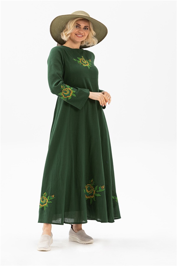 Long Sleeve Sıla Dress Green