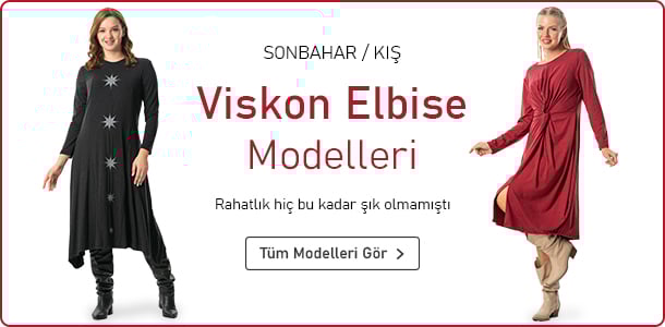 Pamuk Kadın Sonbahar / Kış Viskon Elbise Modelleri