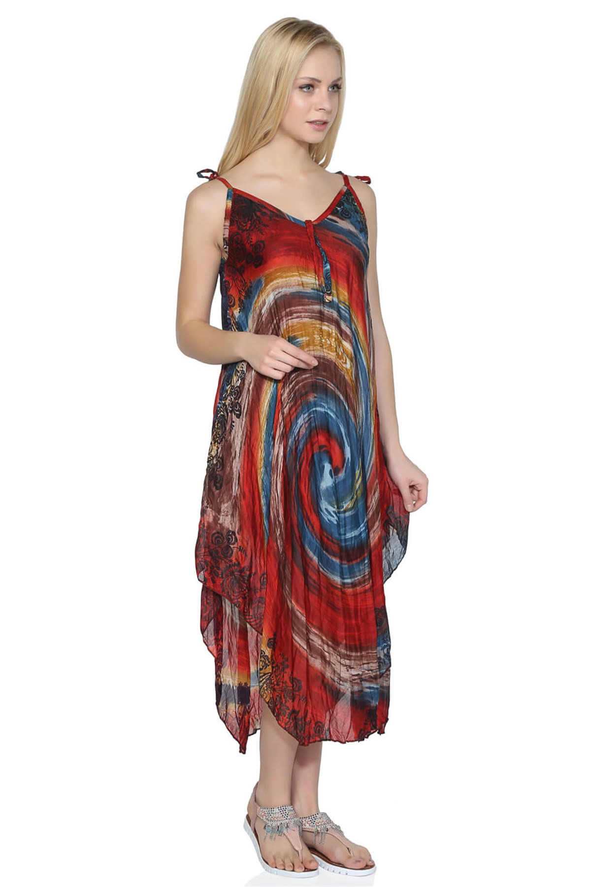 Afrodit Vual Elbise Kırmızı