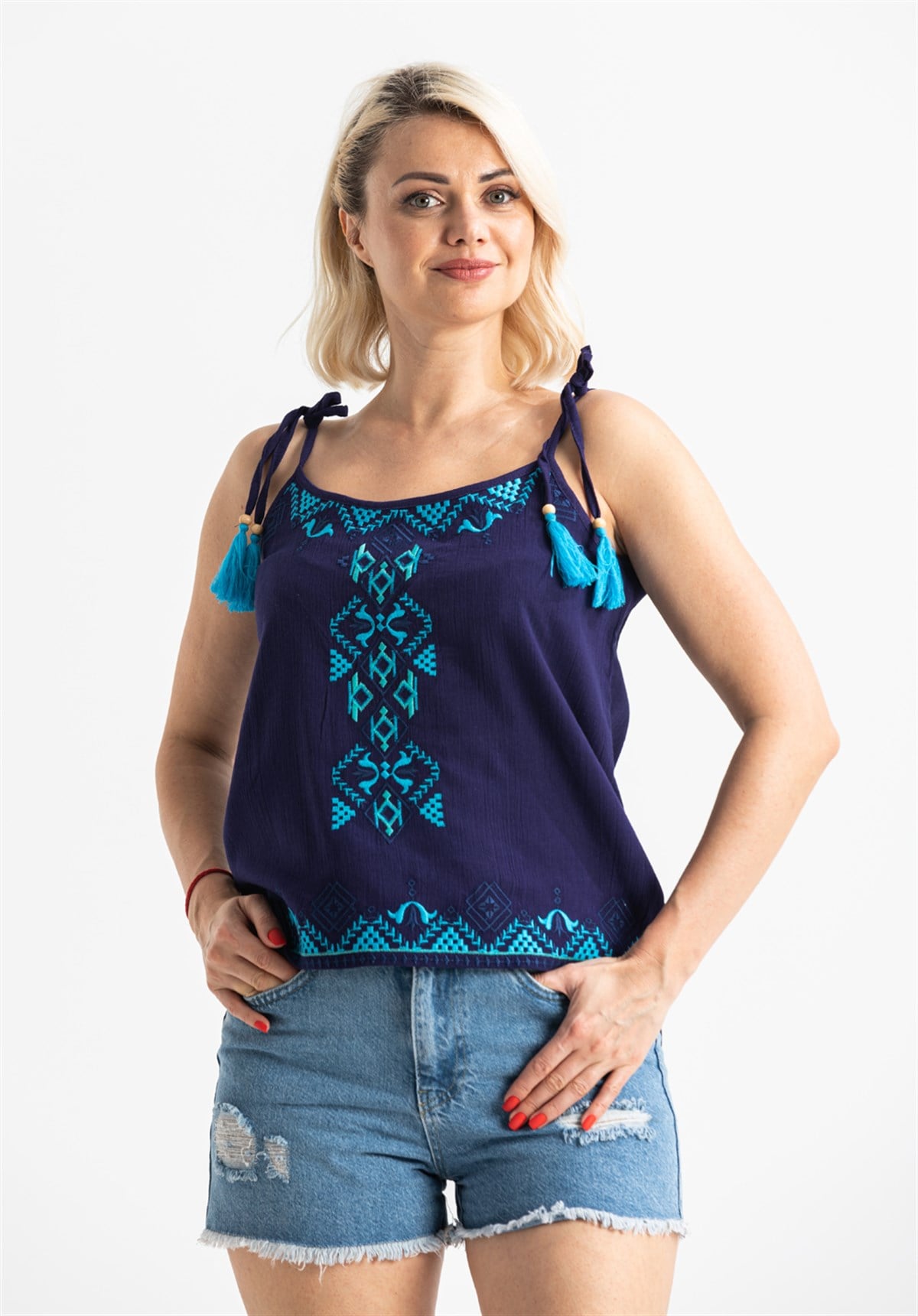 Strappy Sile Fabric Atiye Blouse Purple