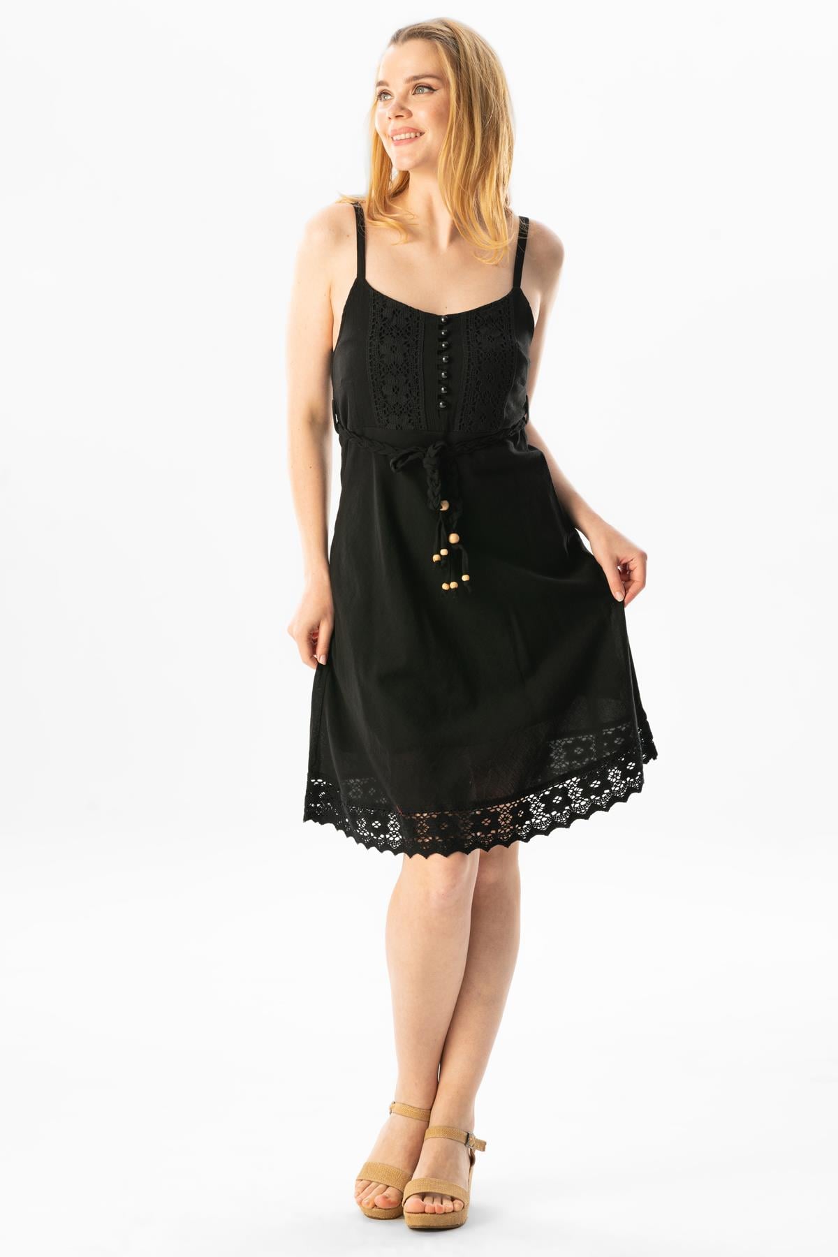 Strappy Sile Fabric Eda Short Dress Black