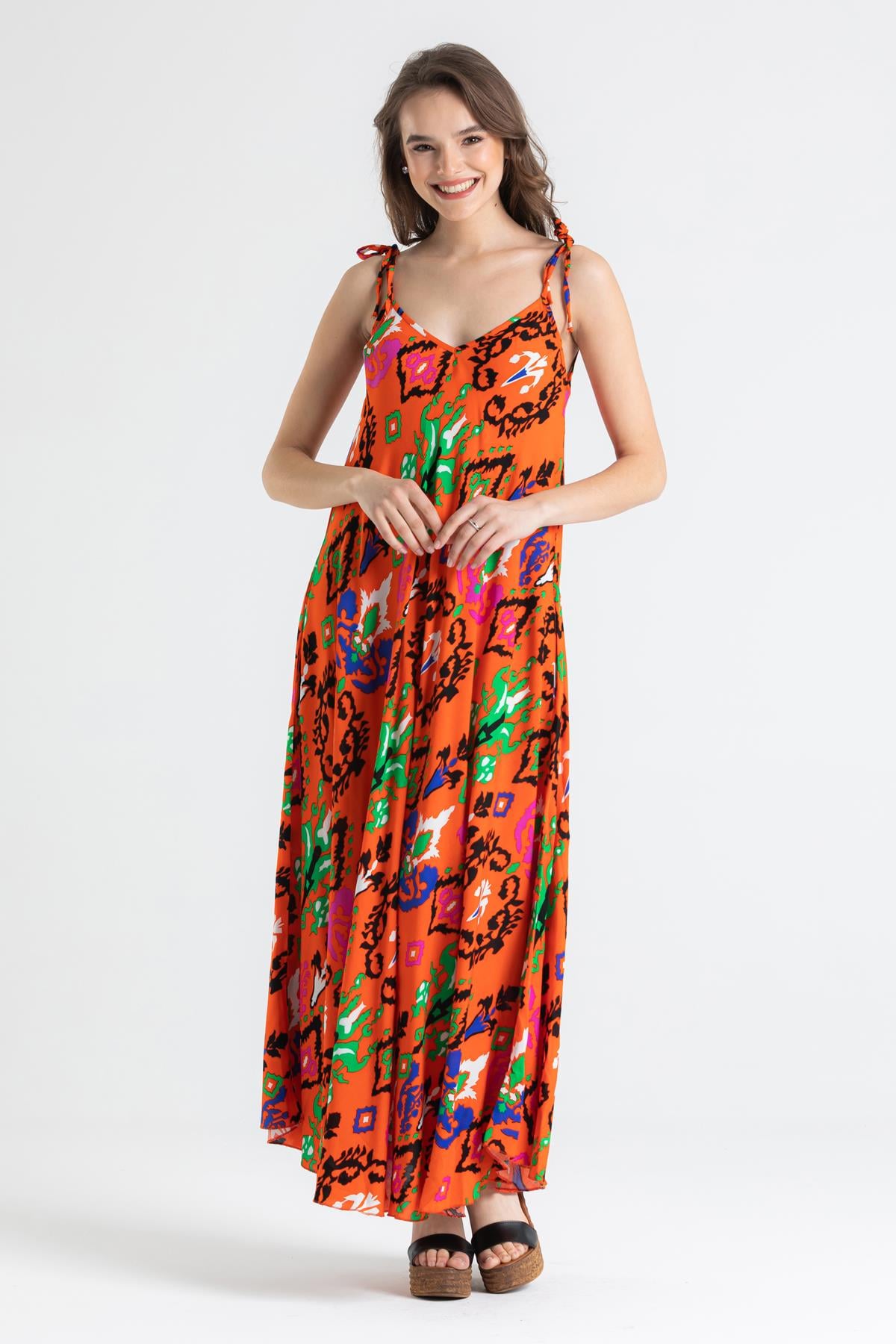 Strapless Viscose Suzan Long Dress Ethnic Orange