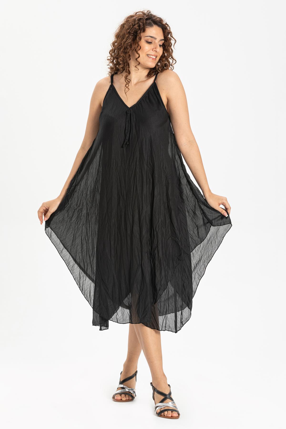 Strappy Voile Afrodit Midi Dress Black