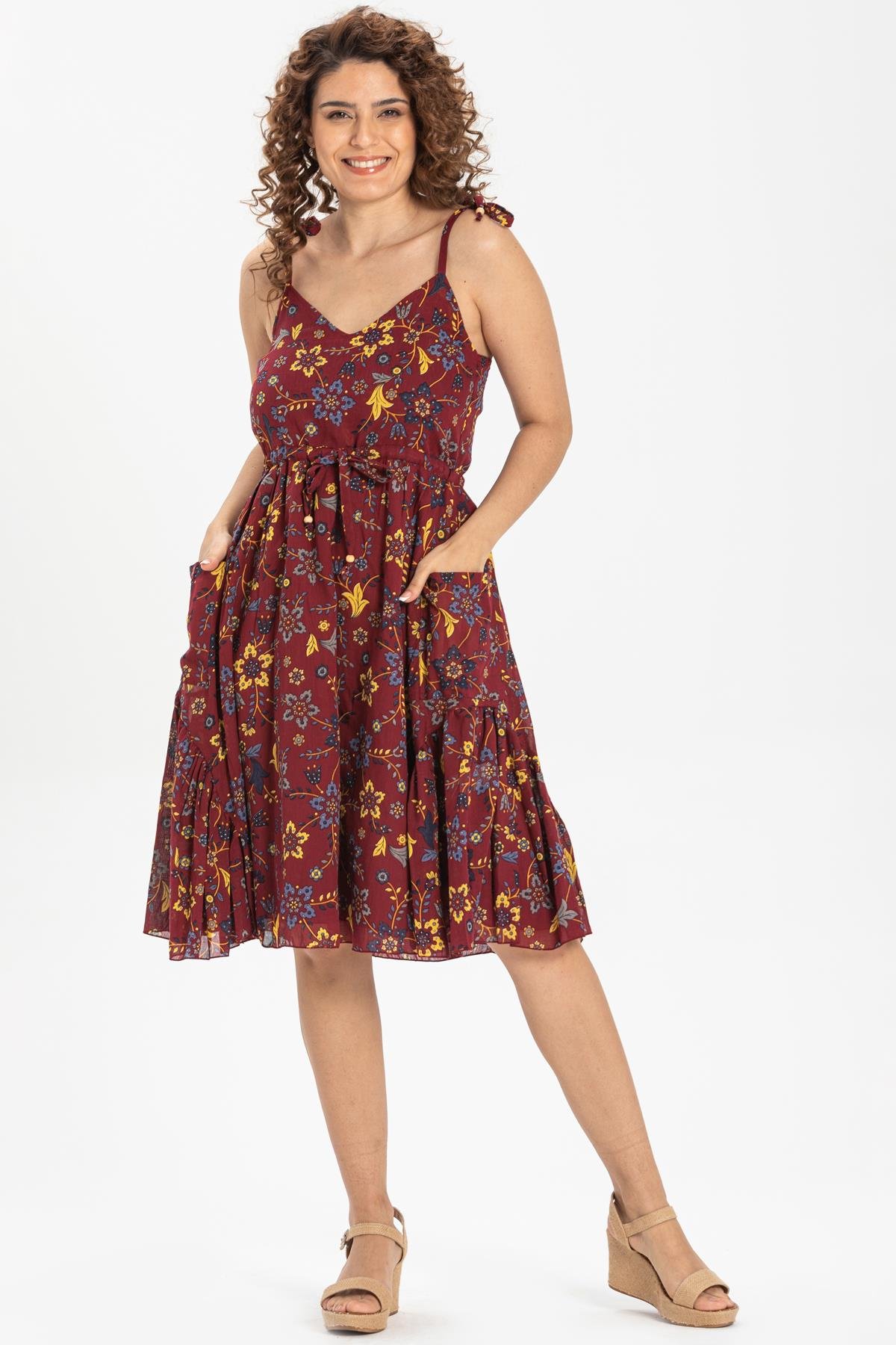 Strappy Voile Melisa Short Dress Claret Red Brd