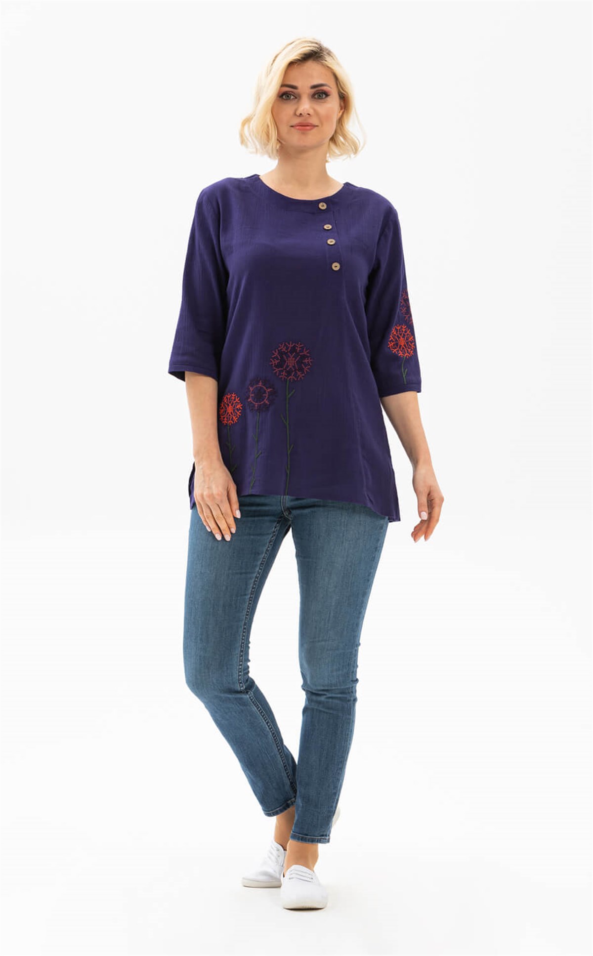 Bilge Şile Bezi Bluz Mor