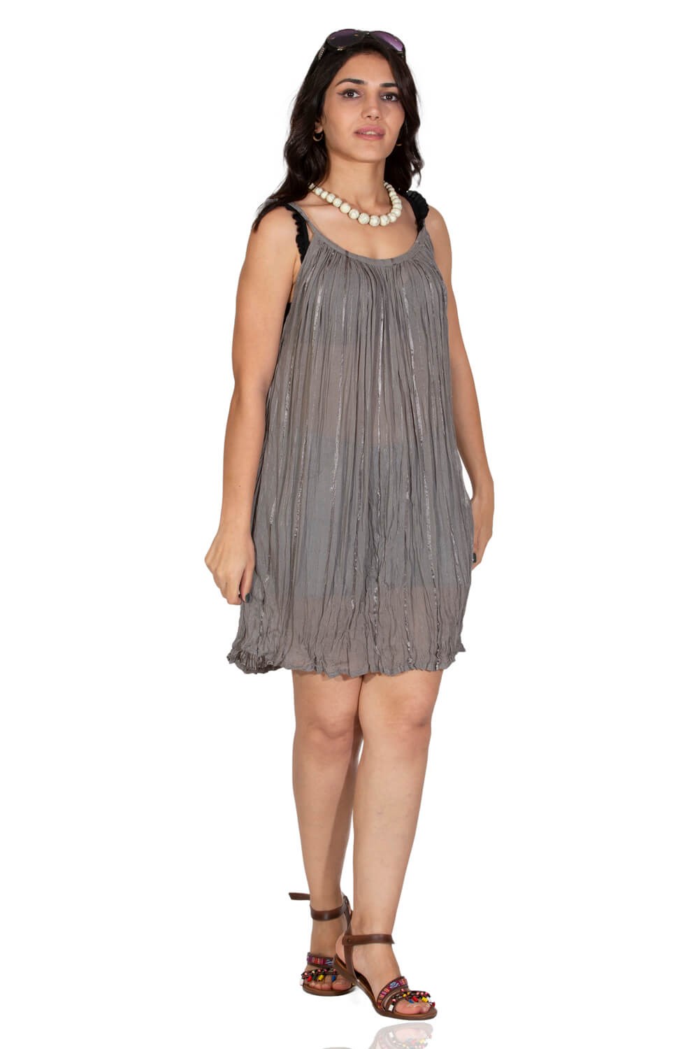 Bürümcük Askılı Bluz Gri