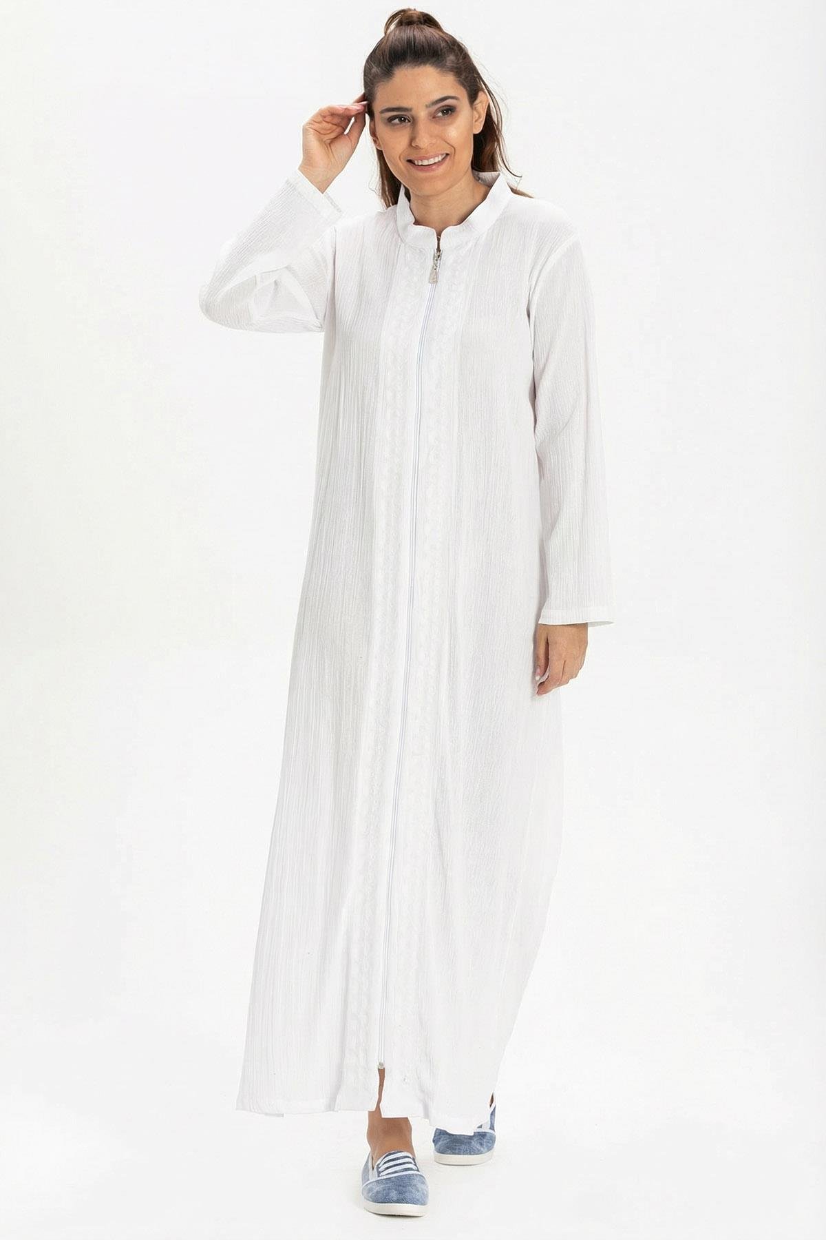 Cemre Şile Bezi Mevsimlik Ferace Beyaz Byz