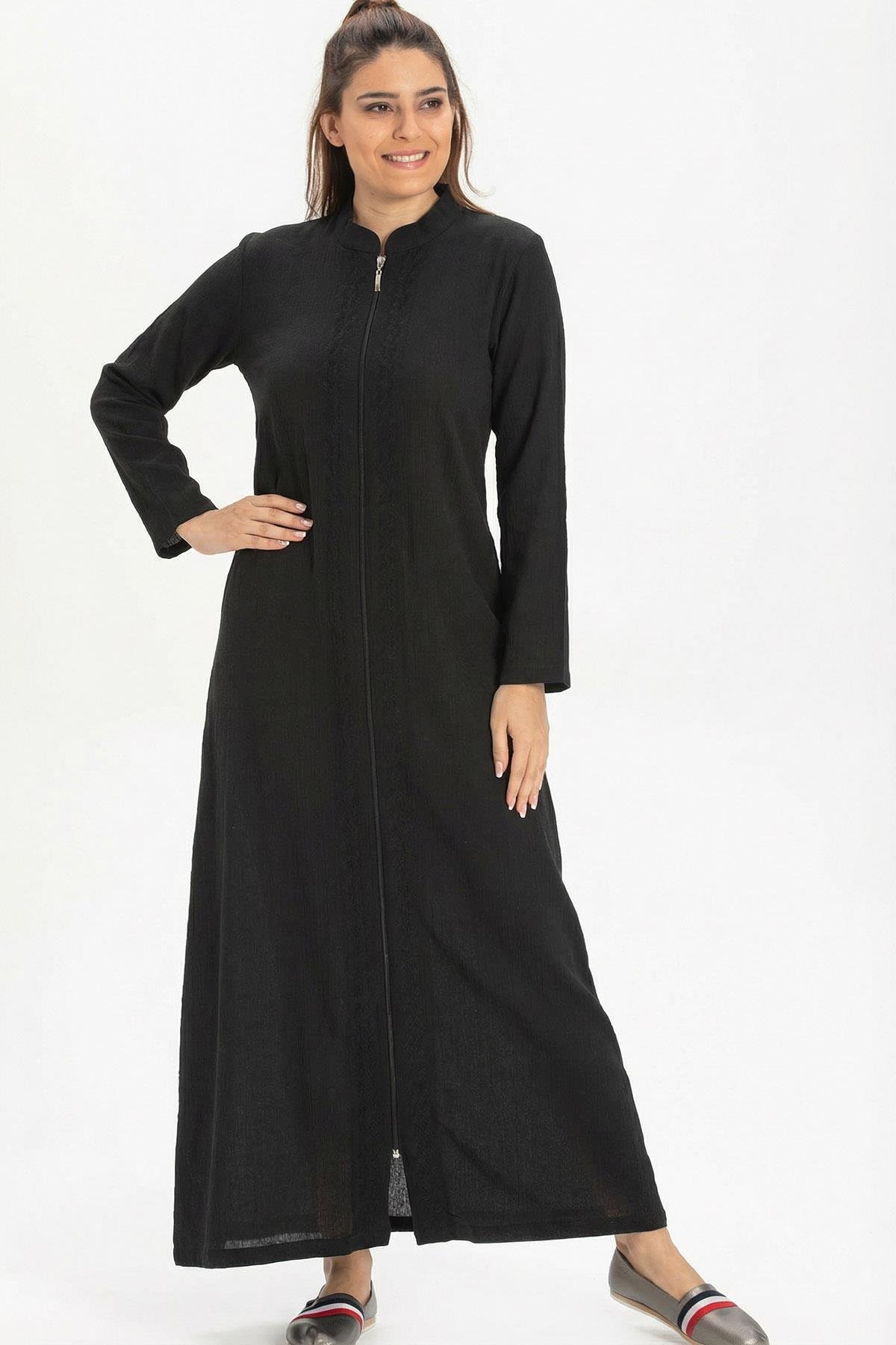 Cemre Şile Bezi Mevsimlik Ferace Siyah Syh