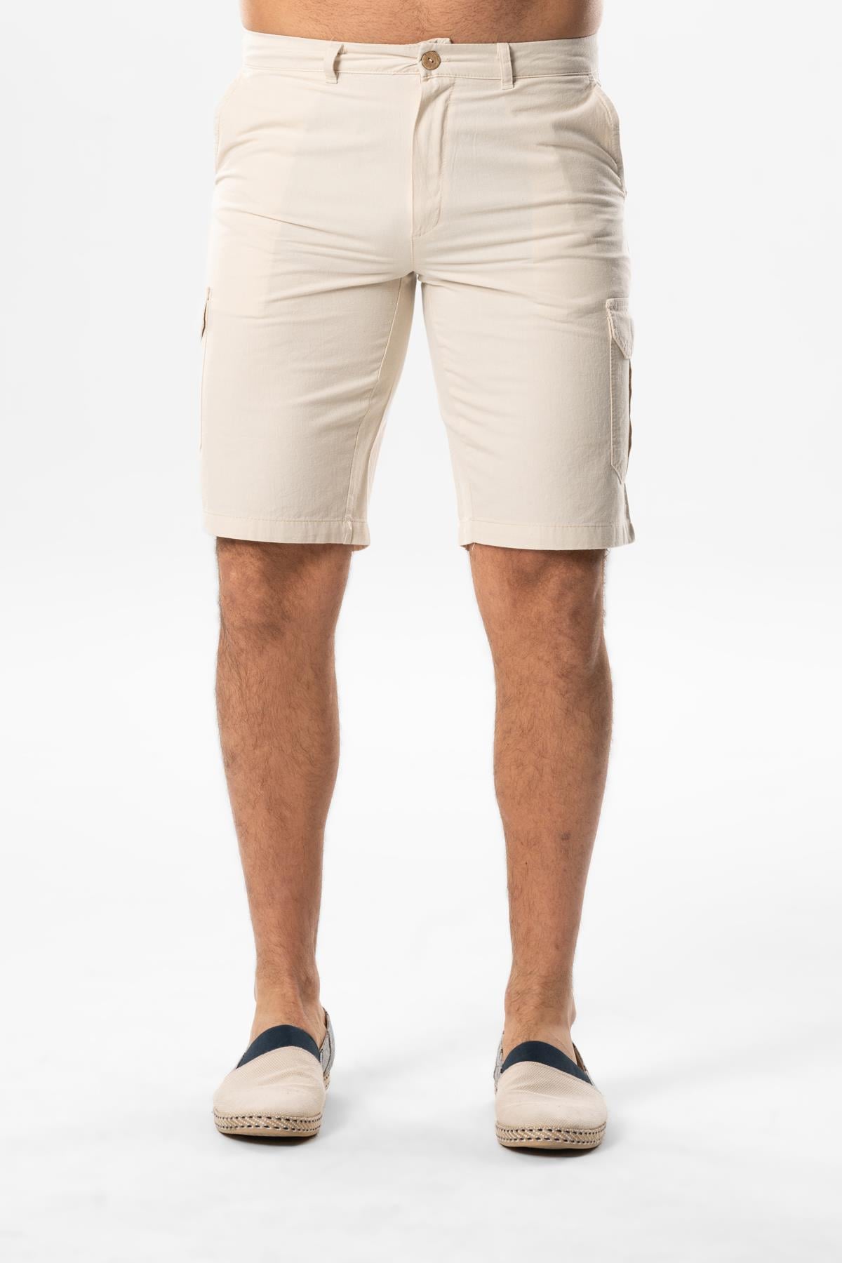 Ege Gabardine Cargo Pocket Shorts Cream 