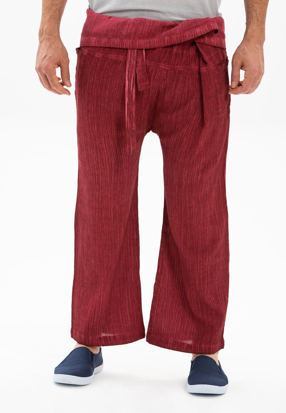 Erkek Şile Bezi Balıkçı Yazlık Pantolon Taşlı Bordo Tslbrd