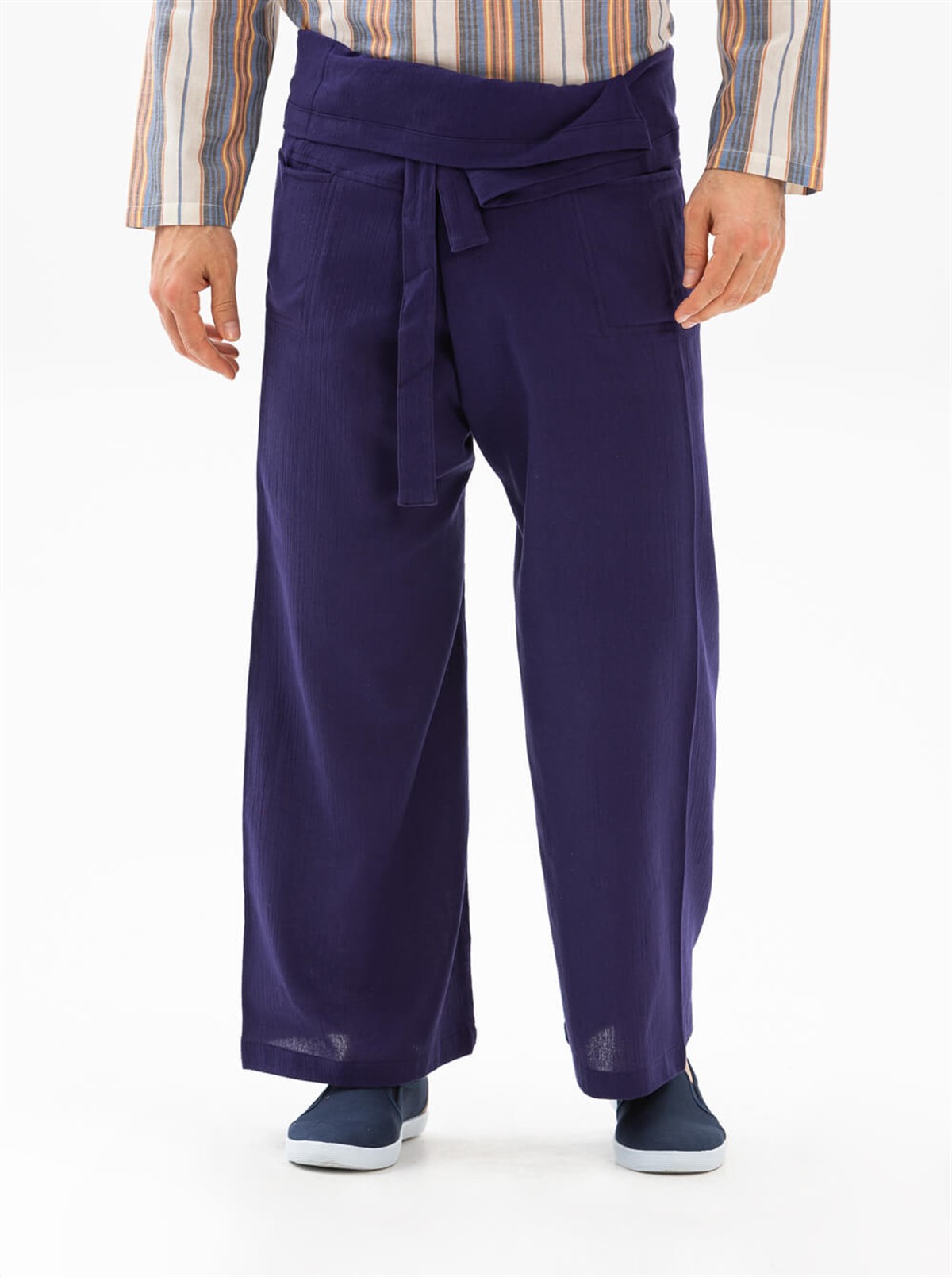 Men Sile Fabric Thai Fisherman Pants Purple