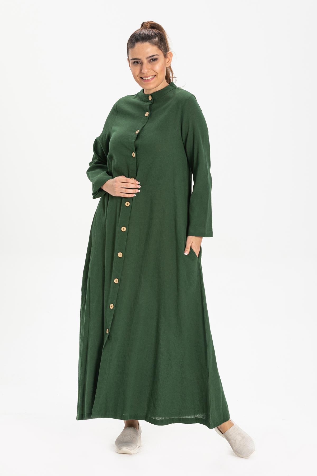 Esen Sile Fabric Abaya Green