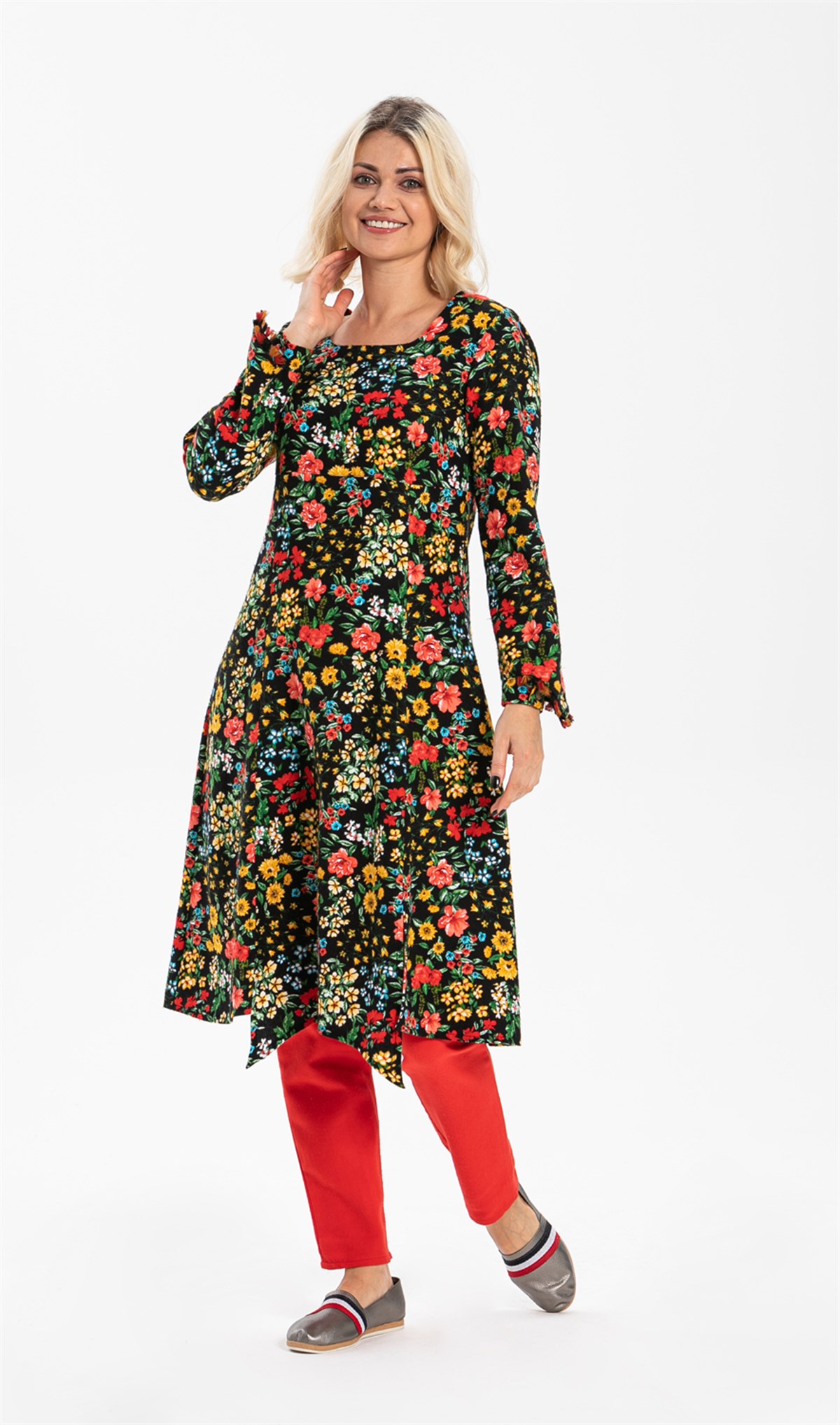 Fatmagül Tunik Bahar Desen Siyah