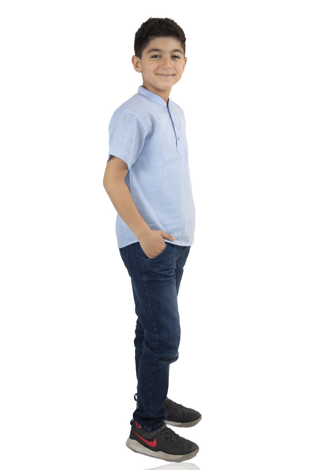 Kısa Kol Bodrum Çocuk T-Shirt Mavi