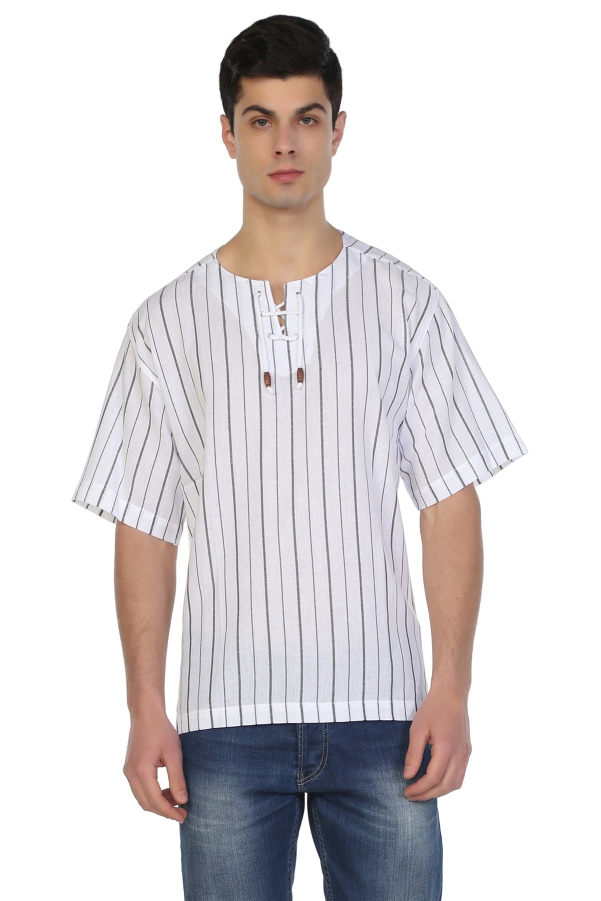 Short Sleeve Zımbalı T-Shirt  White Line